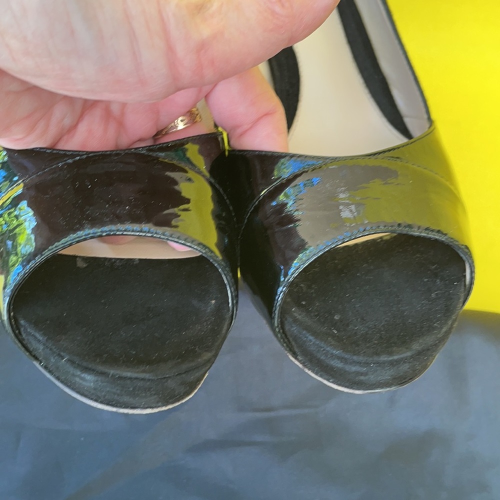 Vintage black Zucca Fendi suede/patent leather heels with dust bag - Picture 8 of 14